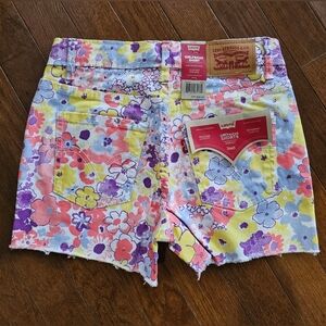 NWT LEVIS Girls Multicolor Floral Print Girlfriend Adjustable Waist Shorts